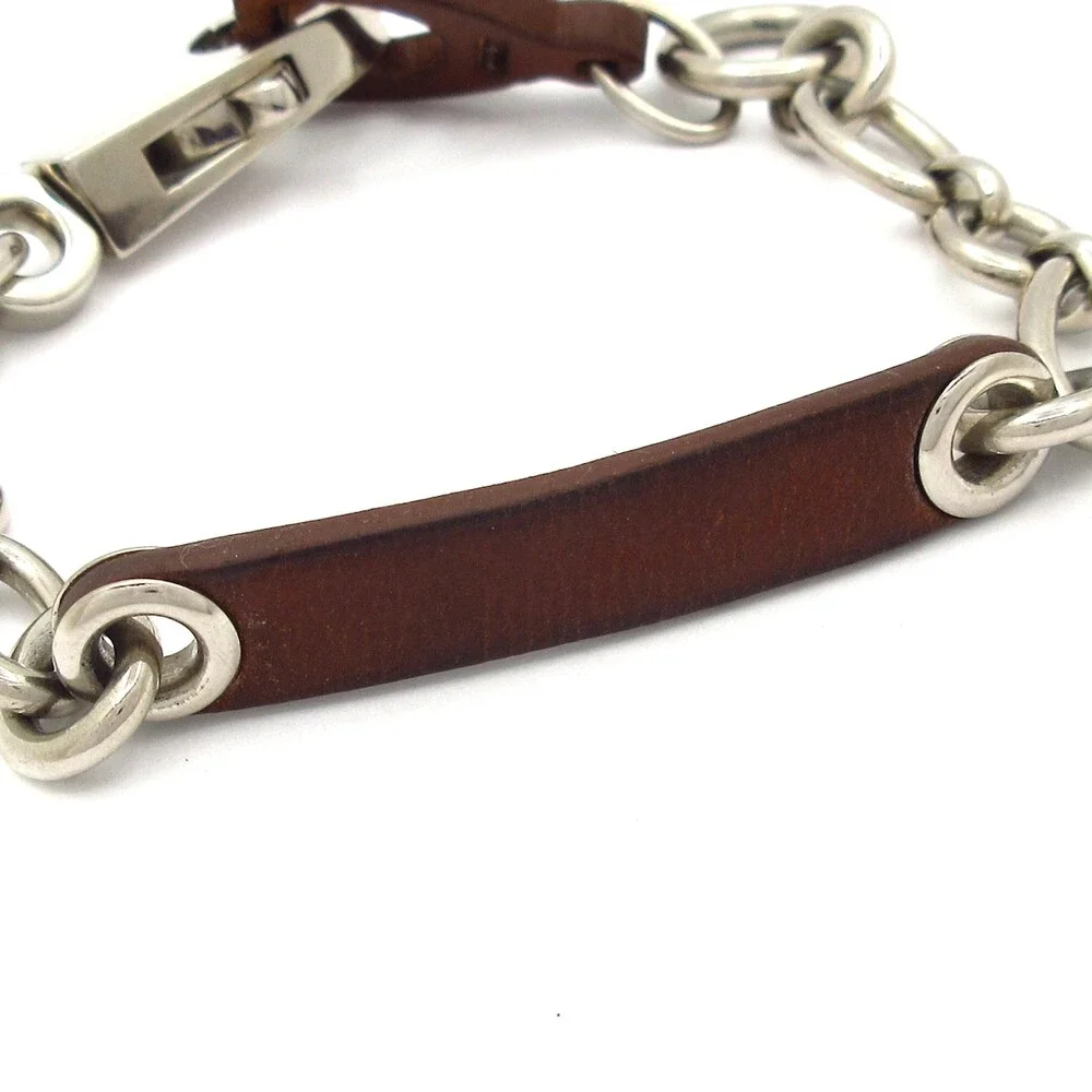 Hermès Detriers Bracelet Dark Brown Silver Leather Hardware